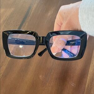 New Chico’s Glossy Black Square Readers +1.50
